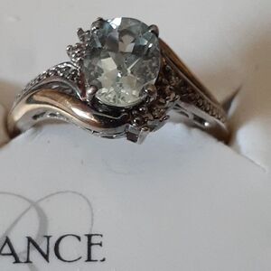 Brilliance Fine Jewelry 10k Gold And Sterling Silver Genuine Aquamarine Ring 7